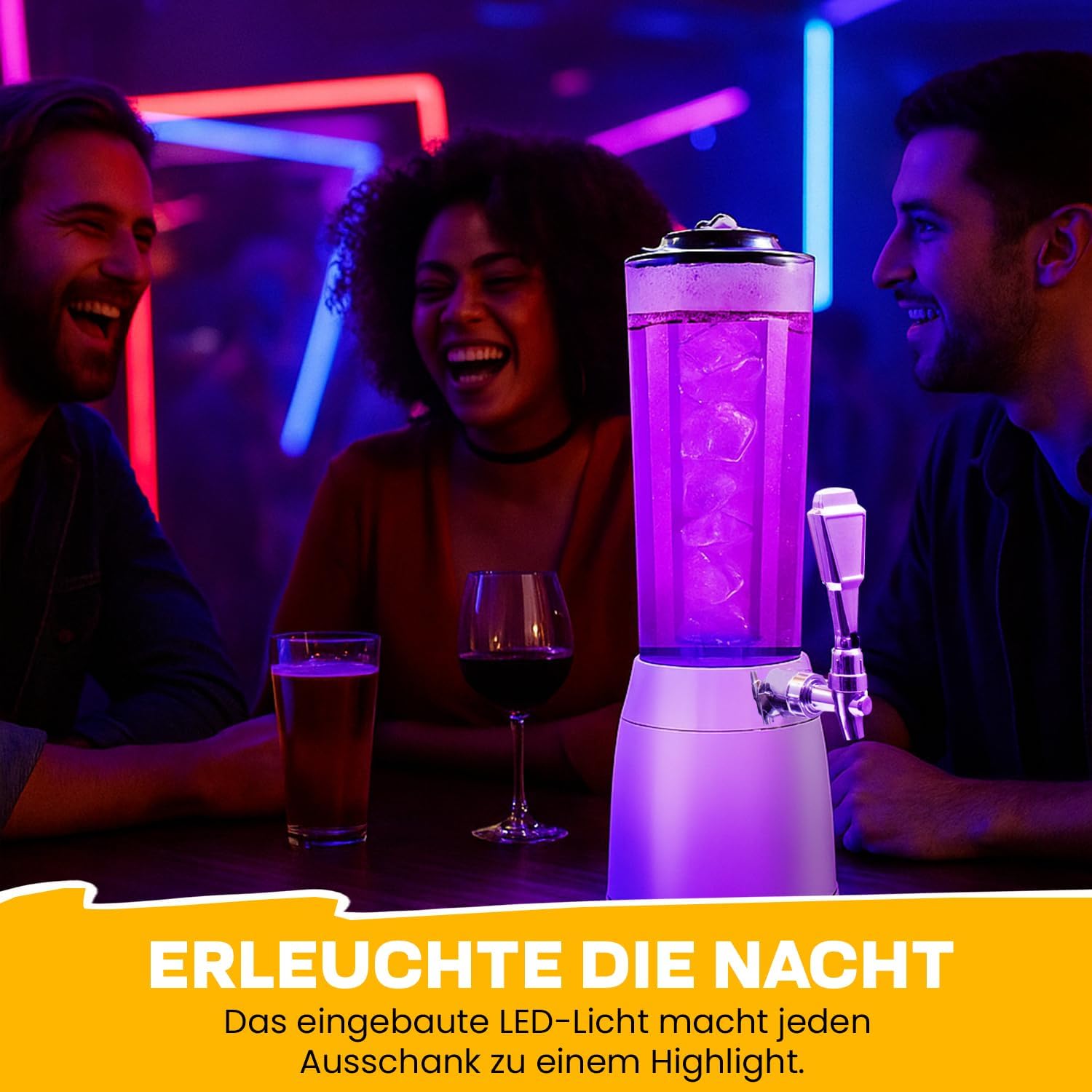 Detalle 2 de Biertower 4,0 Liter – Kult Biersäule mit LED-Beleuchtung & Eiskühlung