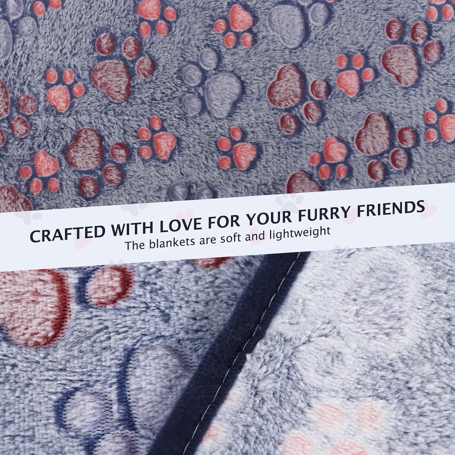 Detalle 1 de BVAGSS XH075 60 x 40 cm paw-print pet blanket