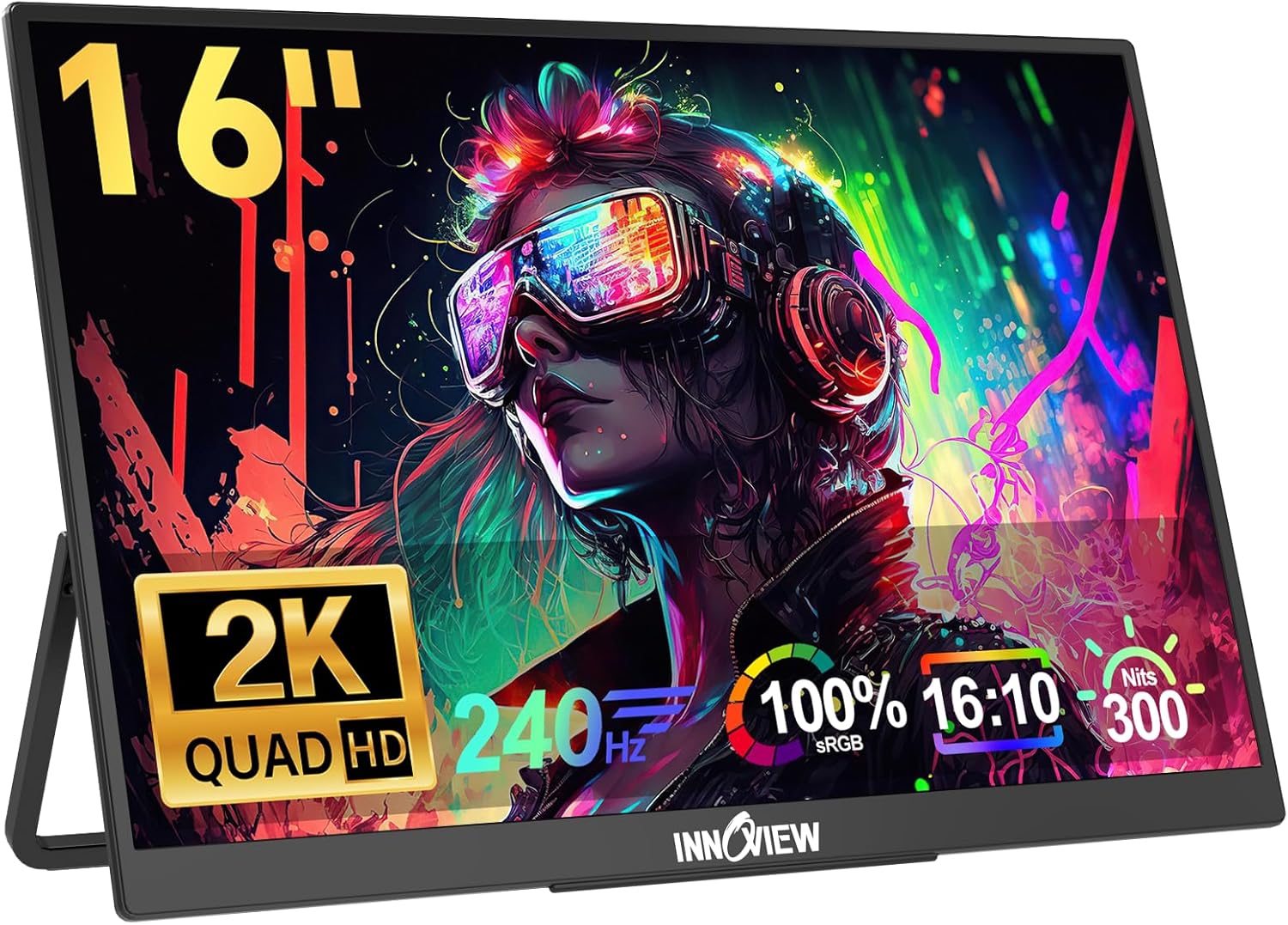Detalle de InnoView 16" Portable Monitor (2K 2560x1600, 240Hz) with Type-C and HDMI