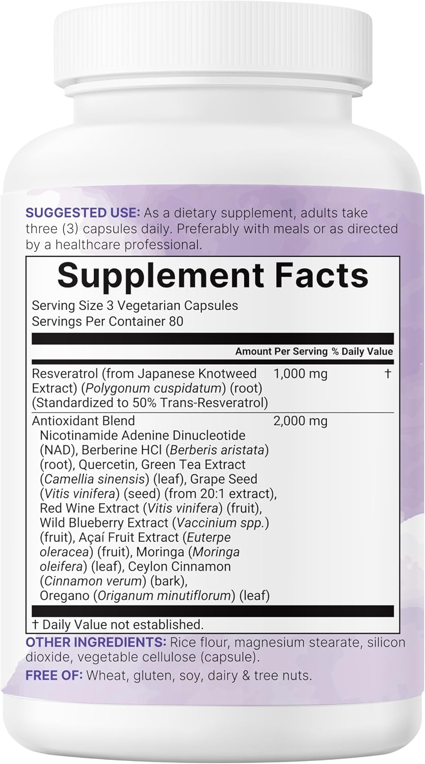 Detalle 2 de Micro Ingredients Resveratrol Supplement, 240 Veggie Capsules