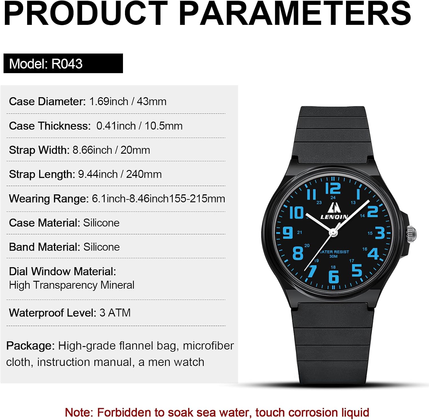 Detalle 2 de LN LENQIN Herren-Uhr 40 mm Edelstahl