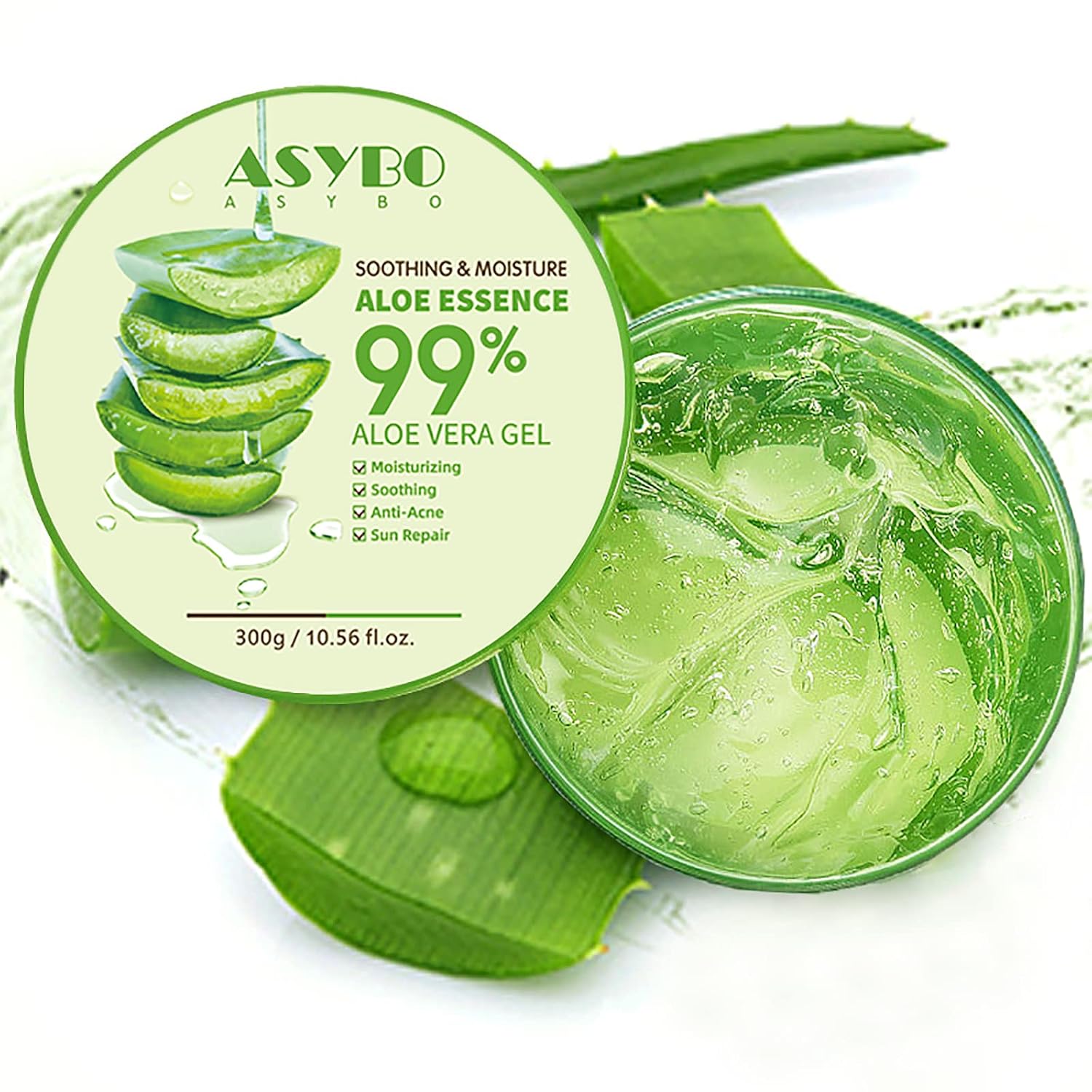 Thumbnail 6 de ASYBO Aloe Vera Gel 300x2 ml – Natürliches Feuchtigkeitspflege-Gel für Haut, Haar und Narbenreparatur