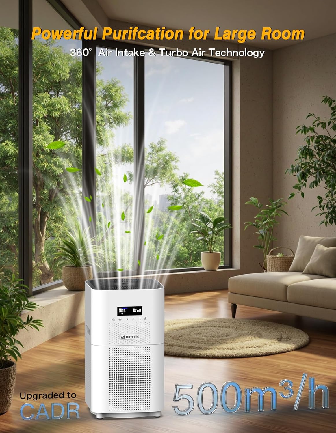 Thumbnail 2 de DAYETTE AP401 Air Purifier for Large Rooms (Up to 3000 Sq Ft) with H14 True HEPA Filter and 500 m³/h CADR
