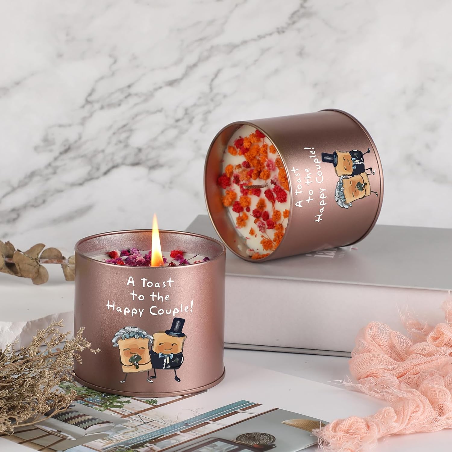 Detalle de PRSTENLY Lavender 9oz Wedding Candles: Thoughtful Couple’s Gift for the Big Day