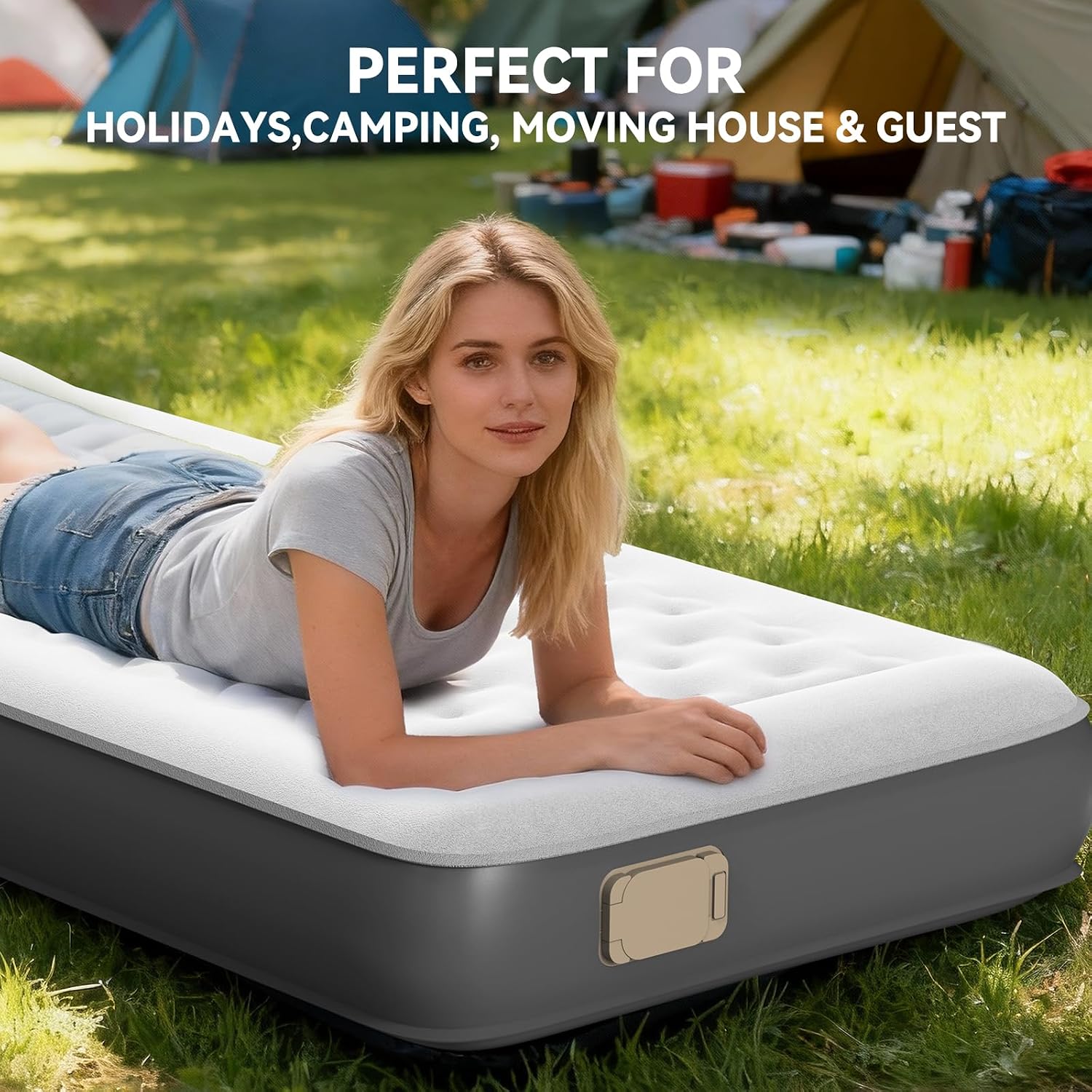 Detalle 1 de HiiPeak Single Inflatable Bed Air Mattress with Built-in Pump (TPU Eco Folding Guest Air Bed)