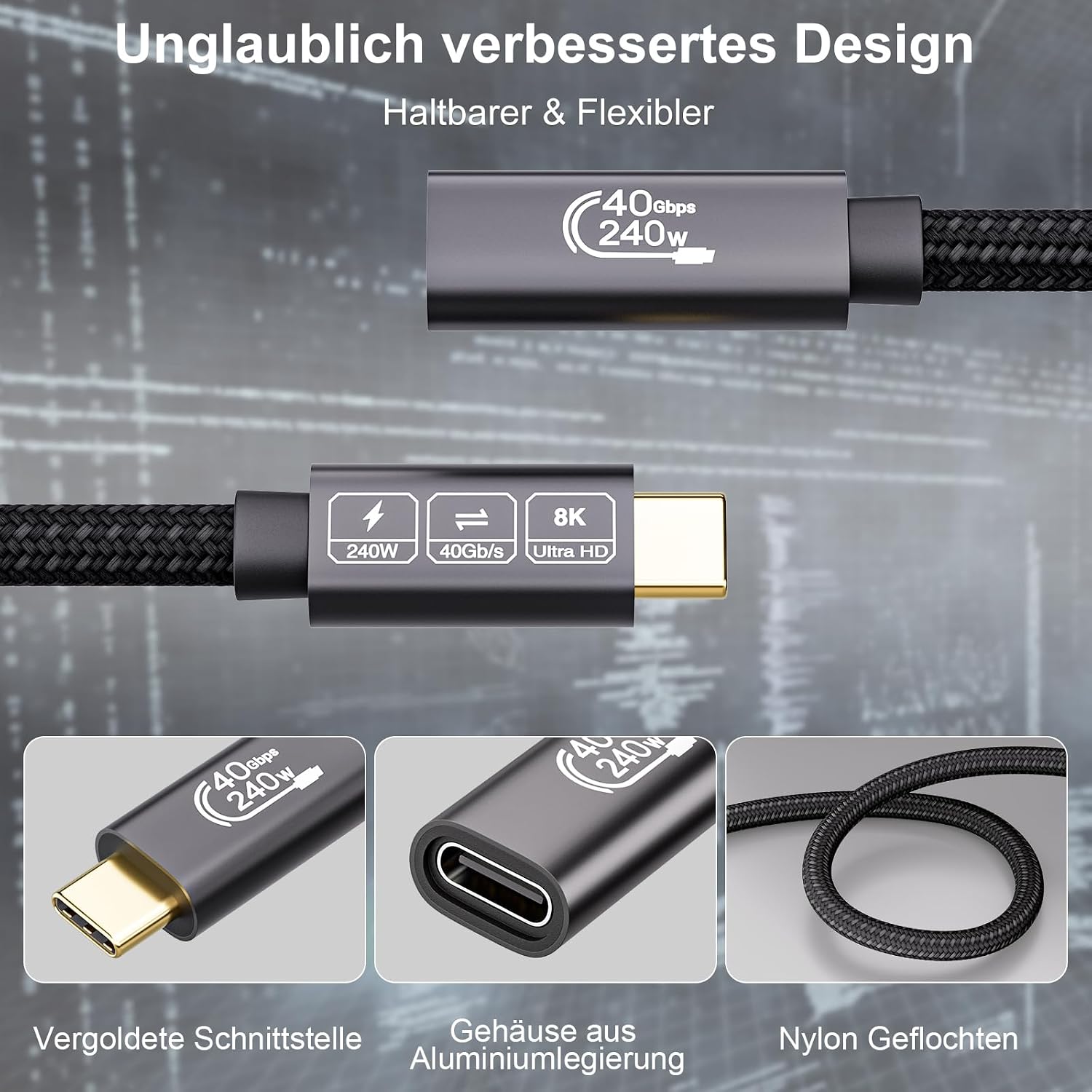 Thumbnail 1 de EUDOBEL USB C Verlängerung 1m 40Gbps ⚡