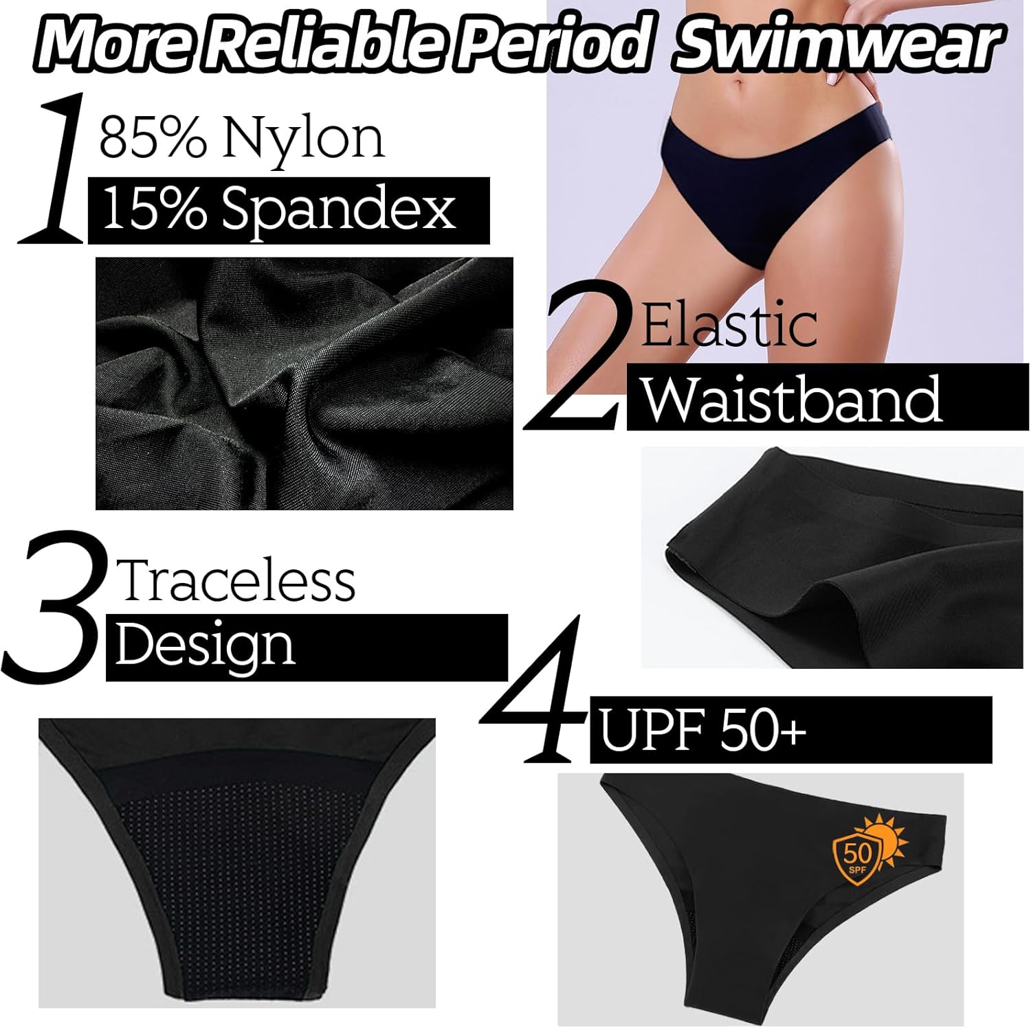 Thumbnail 4 de Period Pants for Women Swimming: 4Ply Leakproof, Traceless Menstrual Swim Bottoms