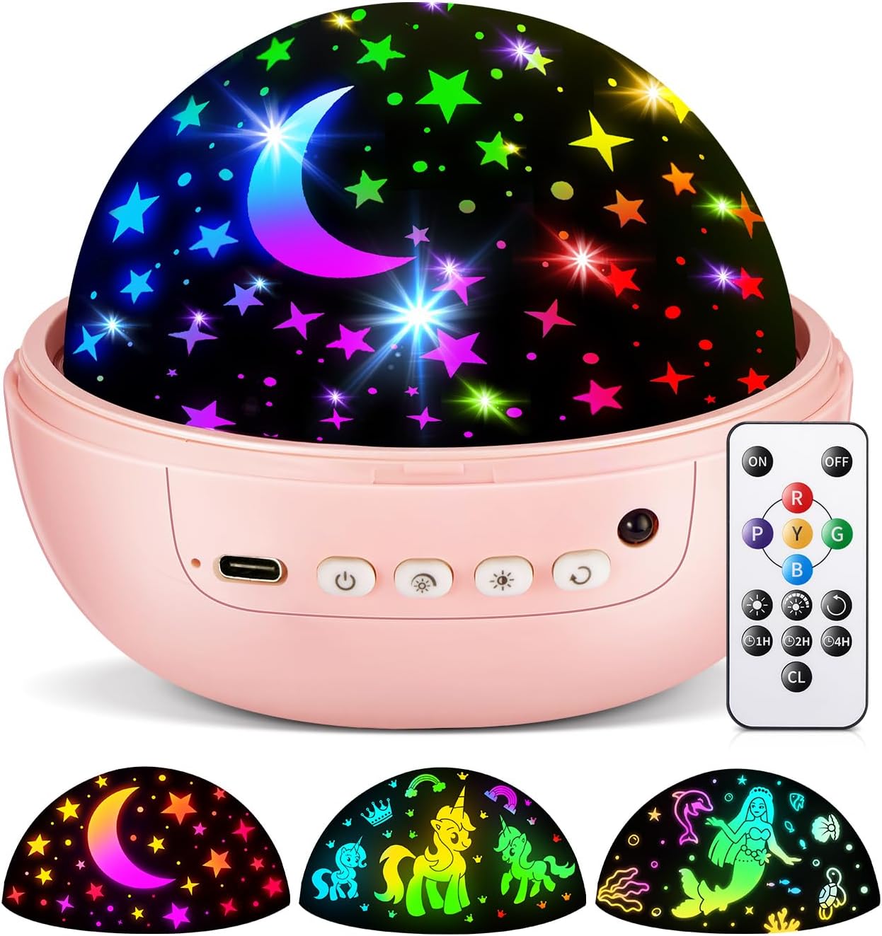 Detalle de PIKOY WH-E26 Kids Projector Night Light, 3 Films, 93 Colours