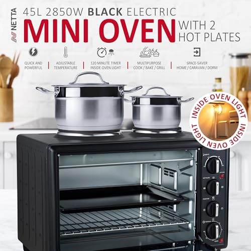 Thumbnail 1 de NETTA 45L Mini Oven with Double Hotplates & Electric Grill