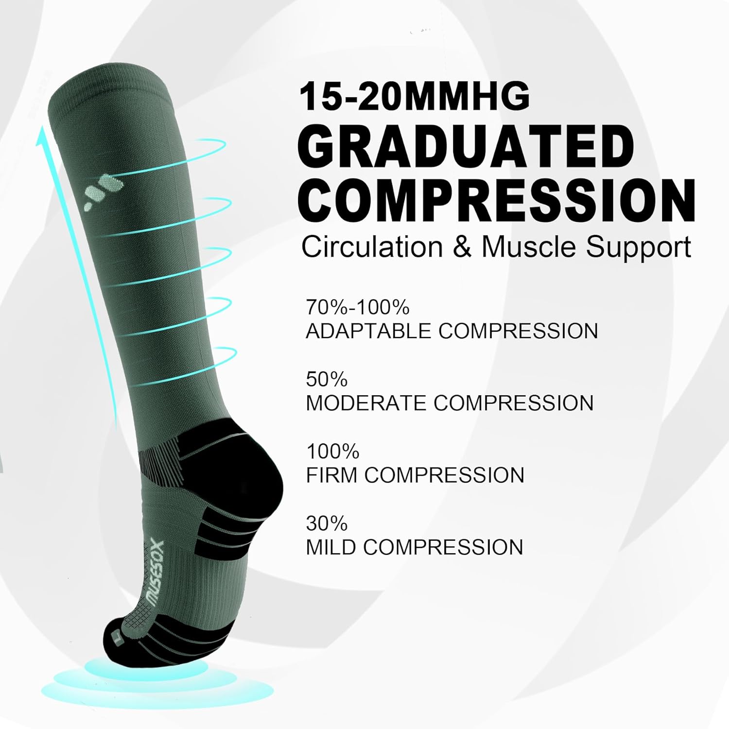 Thumbnail 2 de Unisex 15-20mmHg Knee High Compression Socks