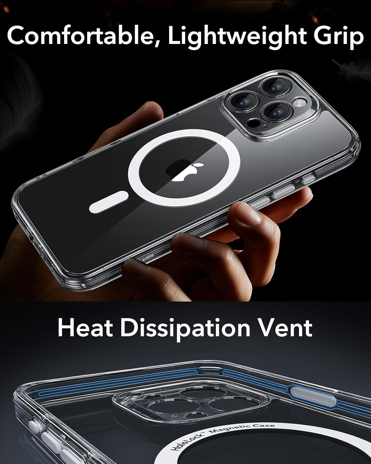 Thumbnail 5 de ESR Coque iPhone 16 Pro Max avec Verre Trempé et Protecteur d'Écran – Série Classic Translucide et MagSafe