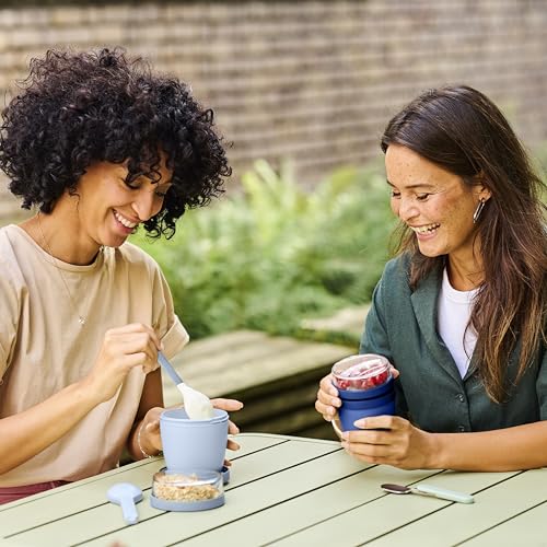 Detalle de Mepal Müslibecher to go – zwei Behälter Lunchpot mit je eigenem Deckel, Nordic Blue
