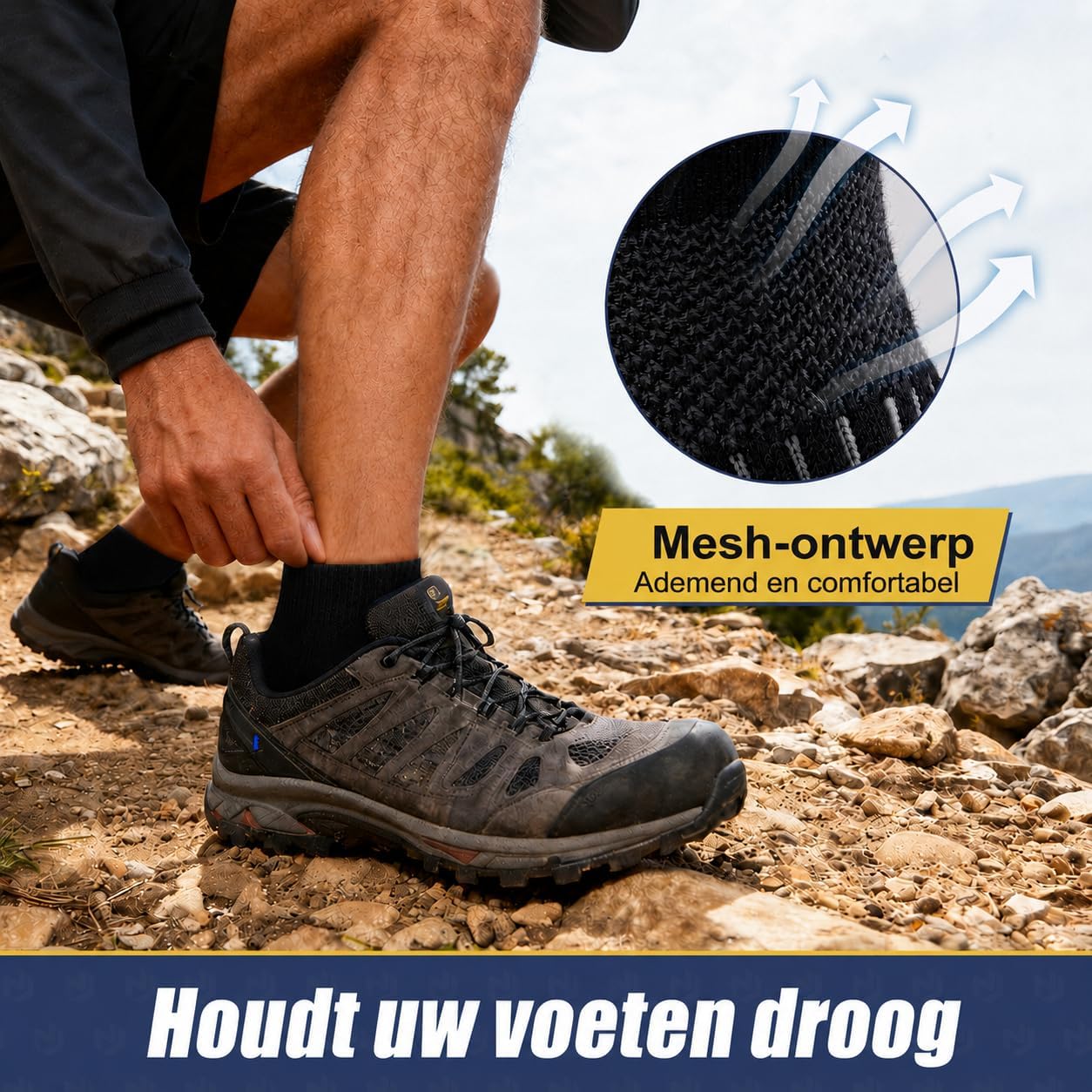 Detalle de Niofind Merino Quarter-wandelsokken, 6 paar met badstofzool en mesh