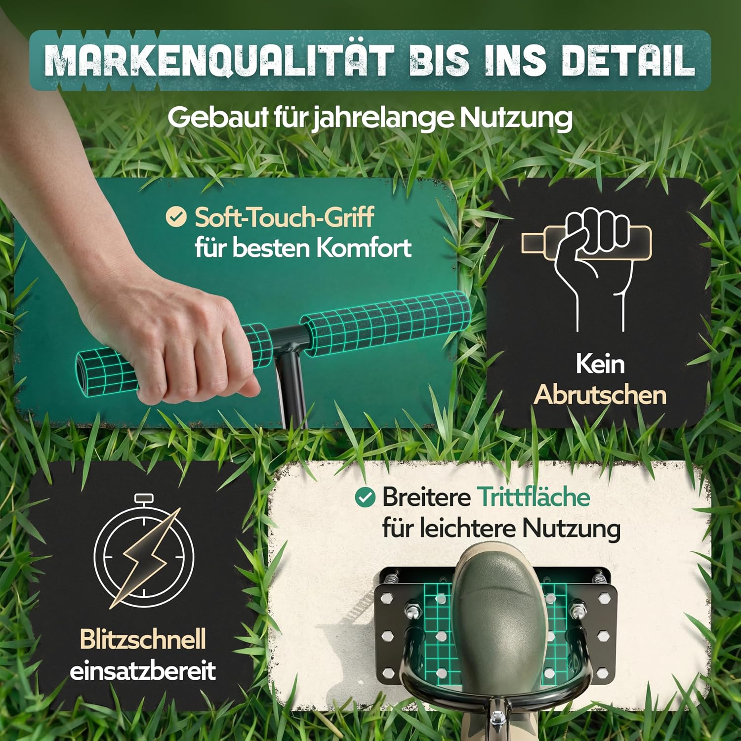 Detalle 2 de RASENKÖNIG Rasenlüfter-001 handmatige gazonbeluchter met dubbele veer