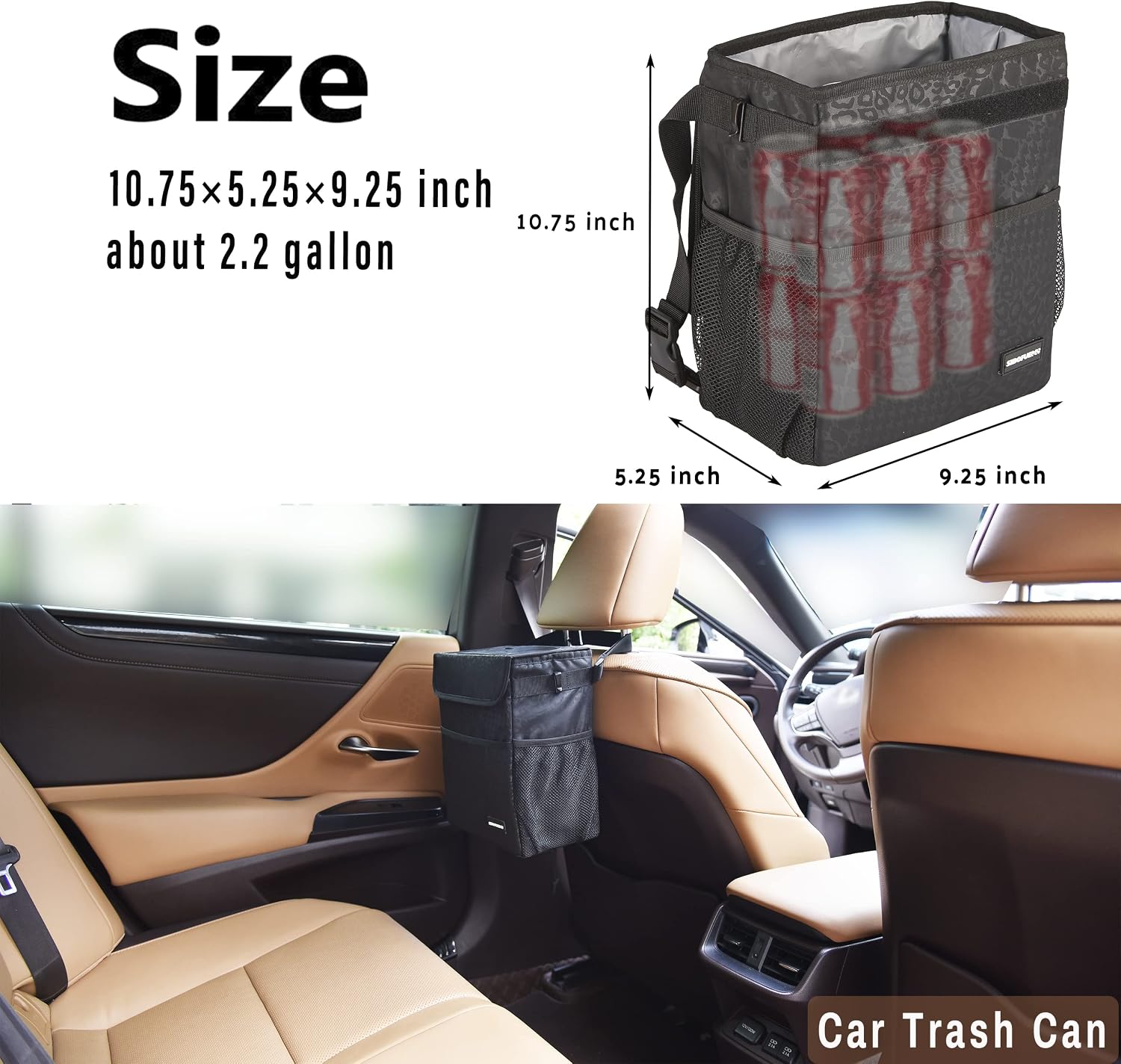 Thumbnail 2 de SIBOFUEGO Cute Car Trash Can 2 Gallons
