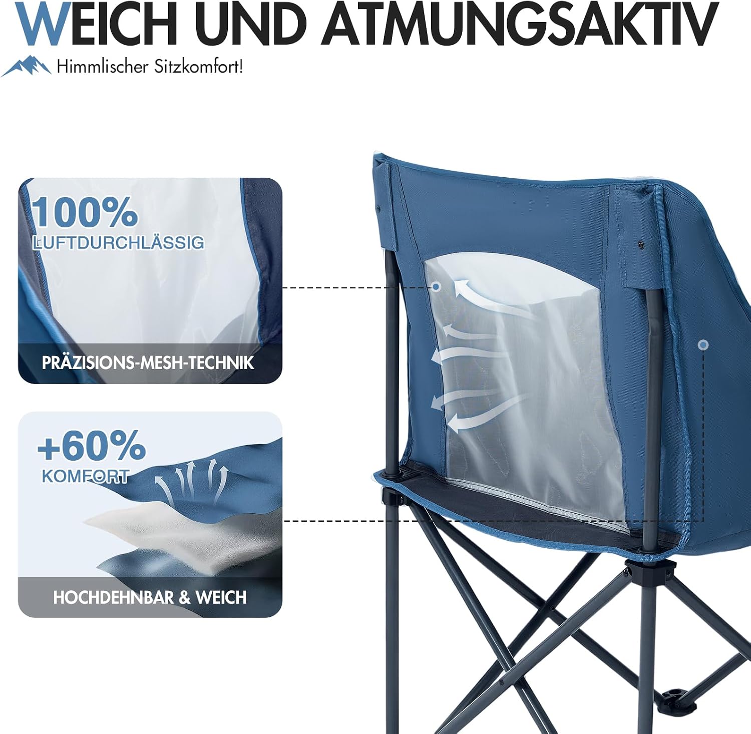 Thumbnail 4 de Portal Campingstuhl Faltbar Klappstuhl Camping Klappbar – XXL mit Armlehnen, 150 kg belastbar