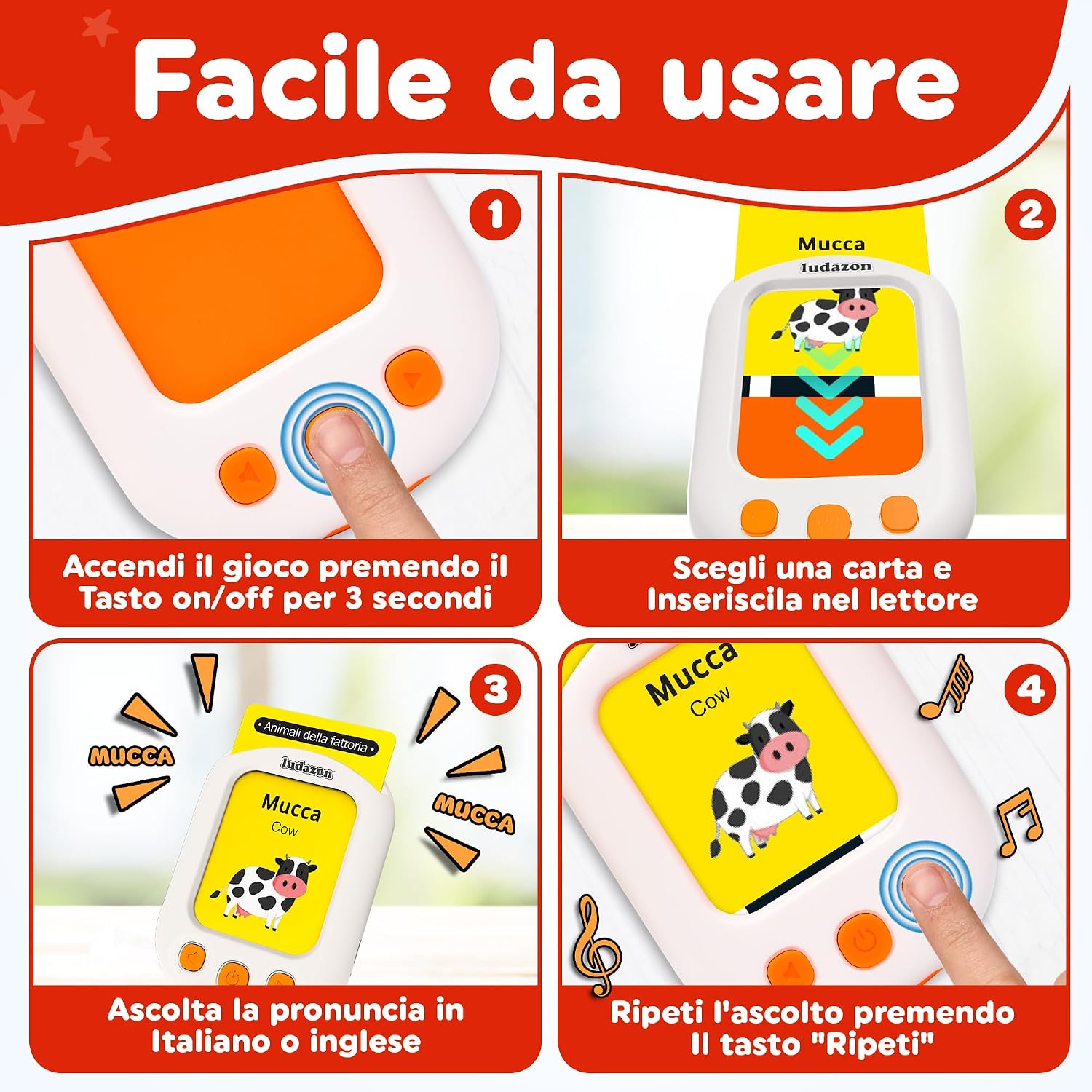 Thumbnail 6 de Carte Parlanti Montessori Italiano–Inglese di LUDAZON: 224 vocaboli e 18 temi educativi per 2–6 anni