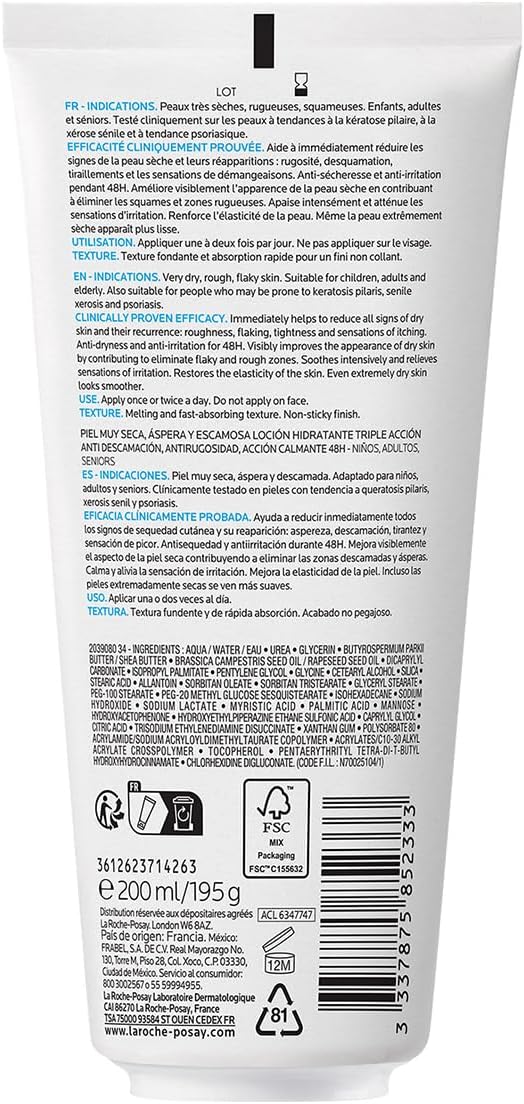 Detalle de Lipikar Latte Corpo Idratante 200 ml con Urea 10% di La Roche-Posay
