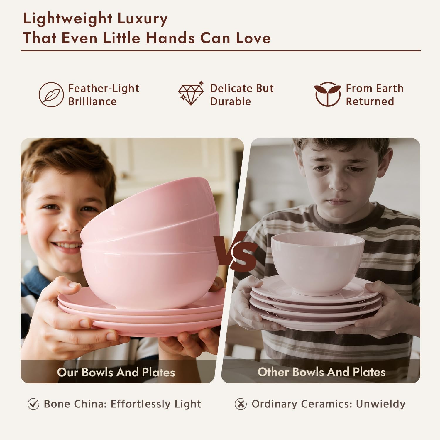 Thumbnail 4 de HIKAA Geschirrset für 8 Personen (24-teilig) Knochenporzellan in Rosa