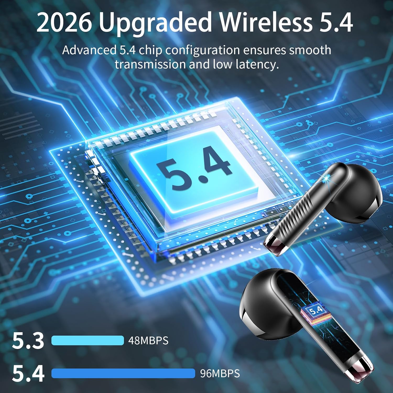 Detalle de Kopfhörer Kabellos Bluetooth 5.4 | HiFi Stereo, ENC Noise Cancelling, 40 Std, IP7 Wasserdicht