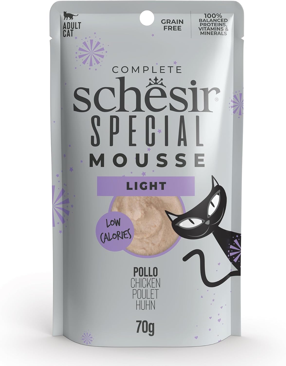 Detalle de Schesir Special Light Filetti di Pollo in Mousse per Gatti – Umido Grain Free, 12 x 70 g