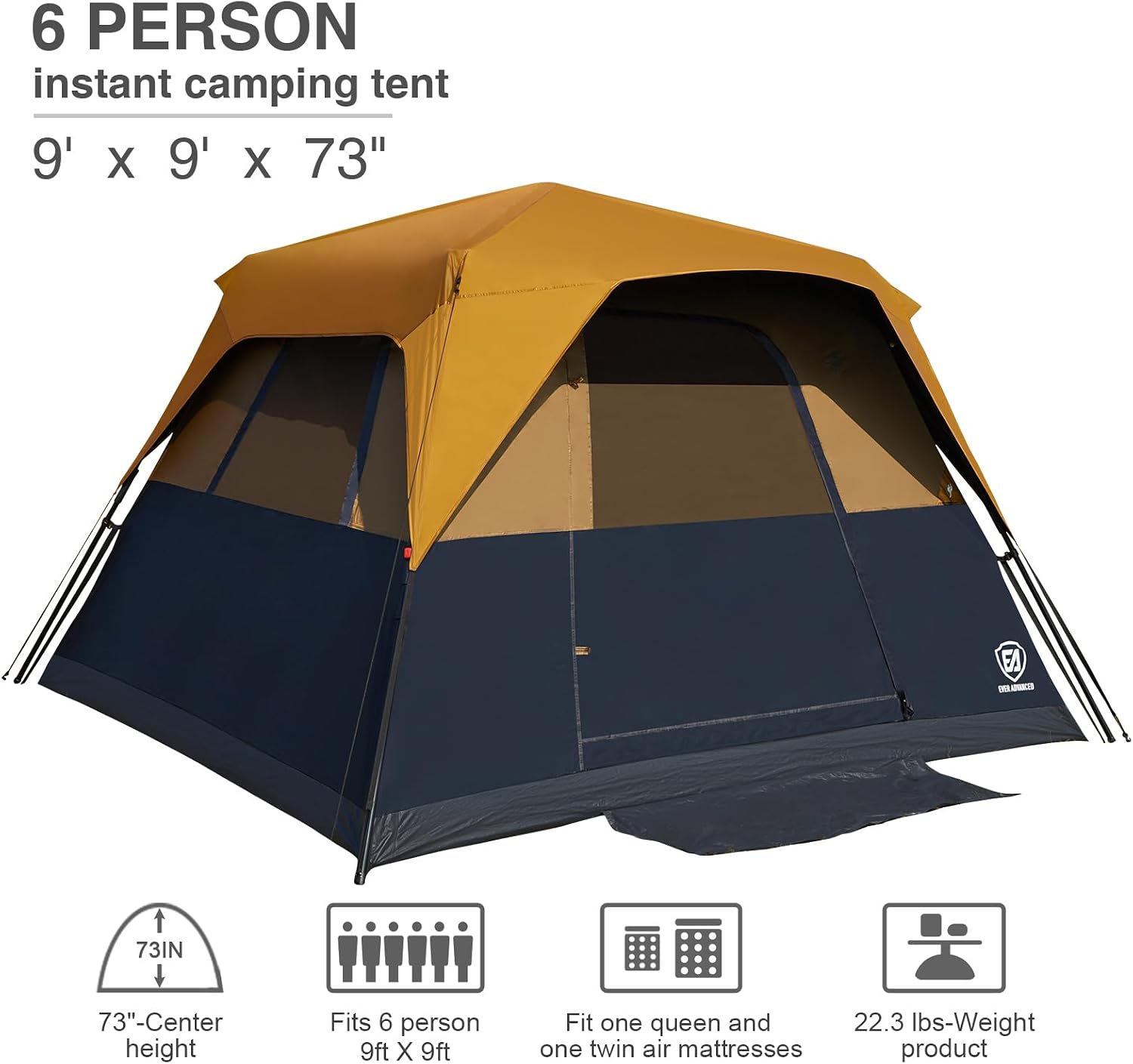 Detalle de Ever Advanced 6 Person Camping Tent with Blackout Design