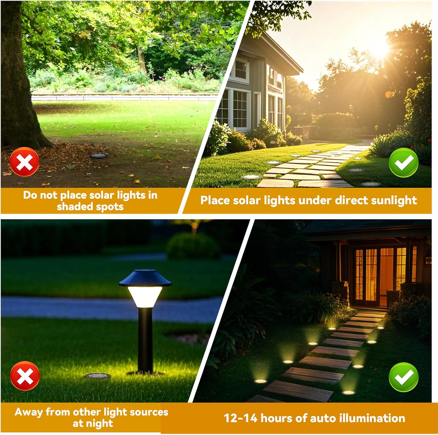 Detalle de NIBSHOOM 8 Stück Solar-Bodenleuchten – LED-Gartenbeleuchtung IP68, 8 LED, Warmweiß