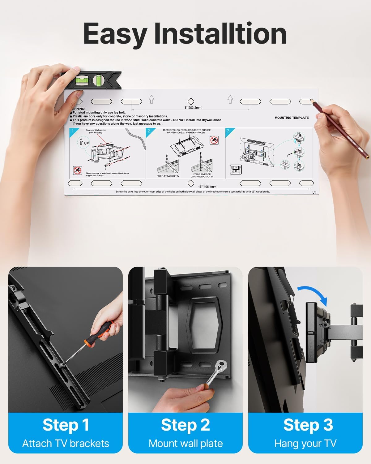 Detalle de USX STAR Full-Motion TV Wall Mount for 37–85-Inch TVs