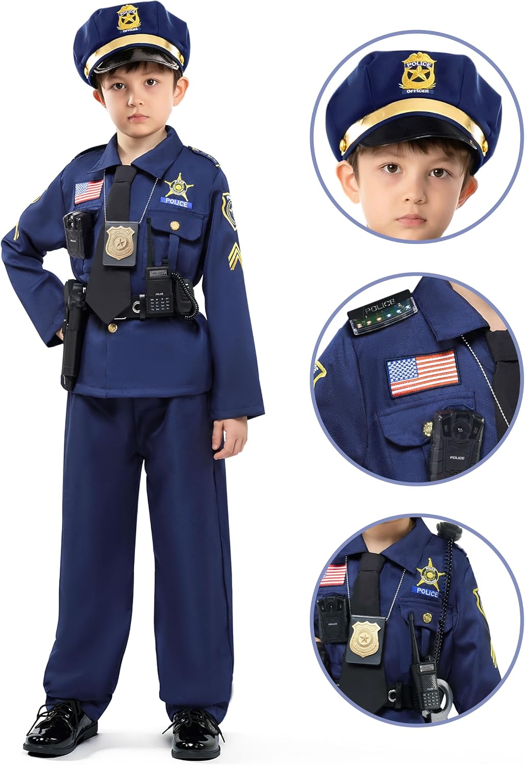 Detalle de Spooktacular Creations 14PCS Kids’ Police Costume, 100% Polyester