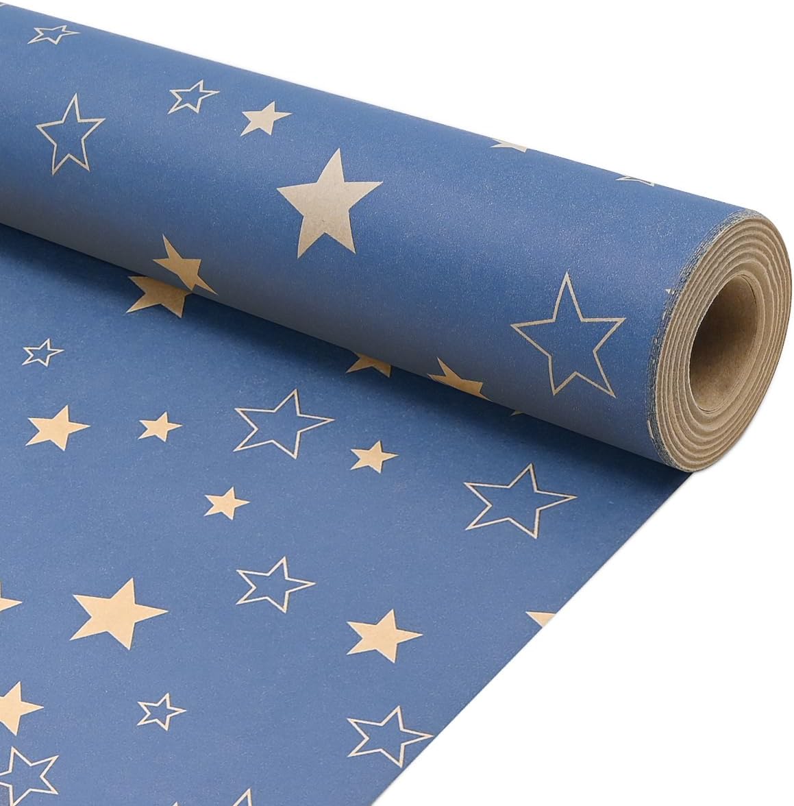 Blue Star Wrapping Paper Roll 43cm x 15m – Birthday Kraft Gift Wrap