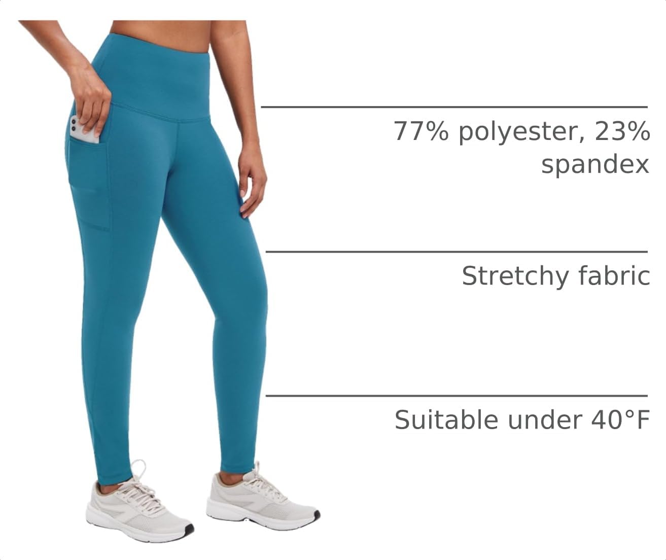 Detalle de baleaf Women's Fleece-Lined Leggings with Pockets, Water-Resistant