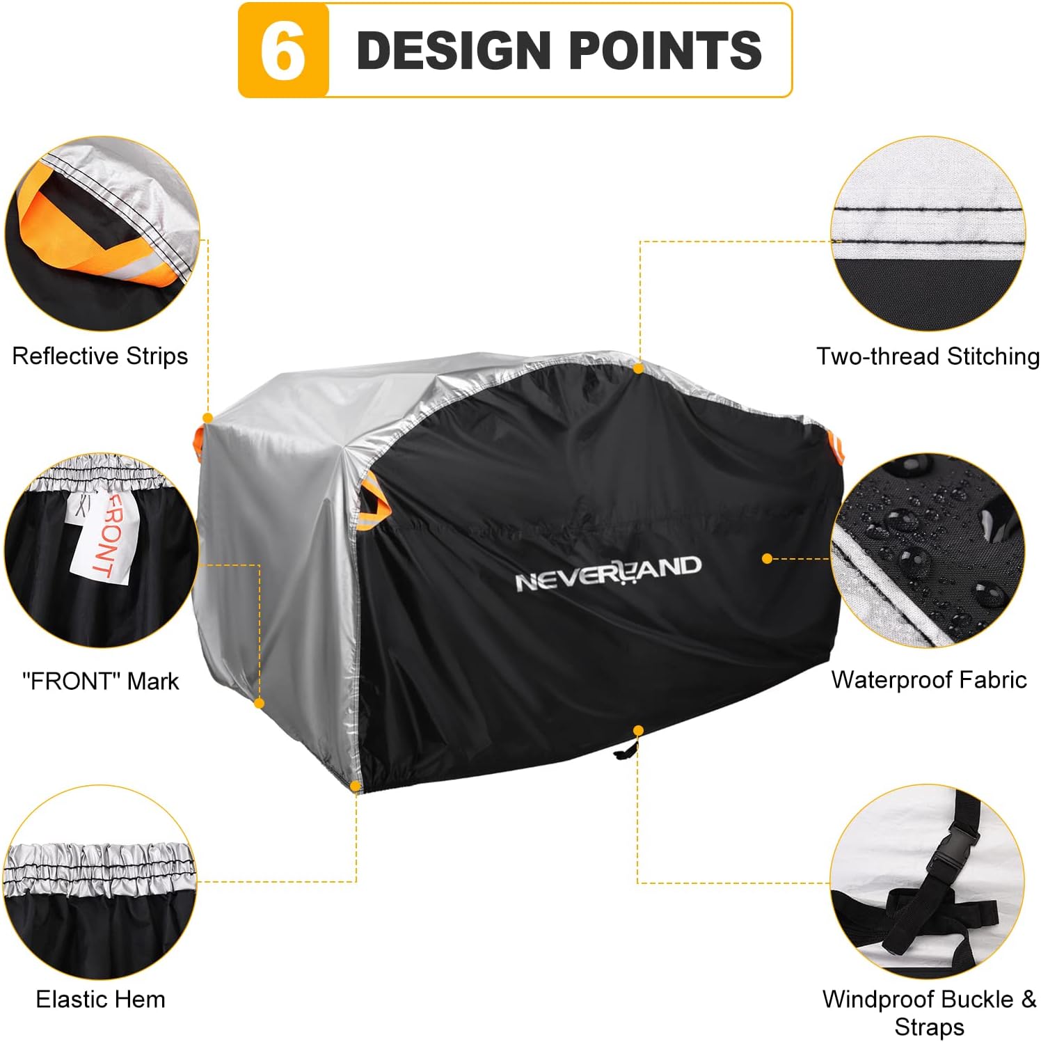 Detalle de Neverland Quad Abdeckplane ATV Abdeckung – wasserdicht, winddicht und wetterfest (256 × 110 × 120 cm)