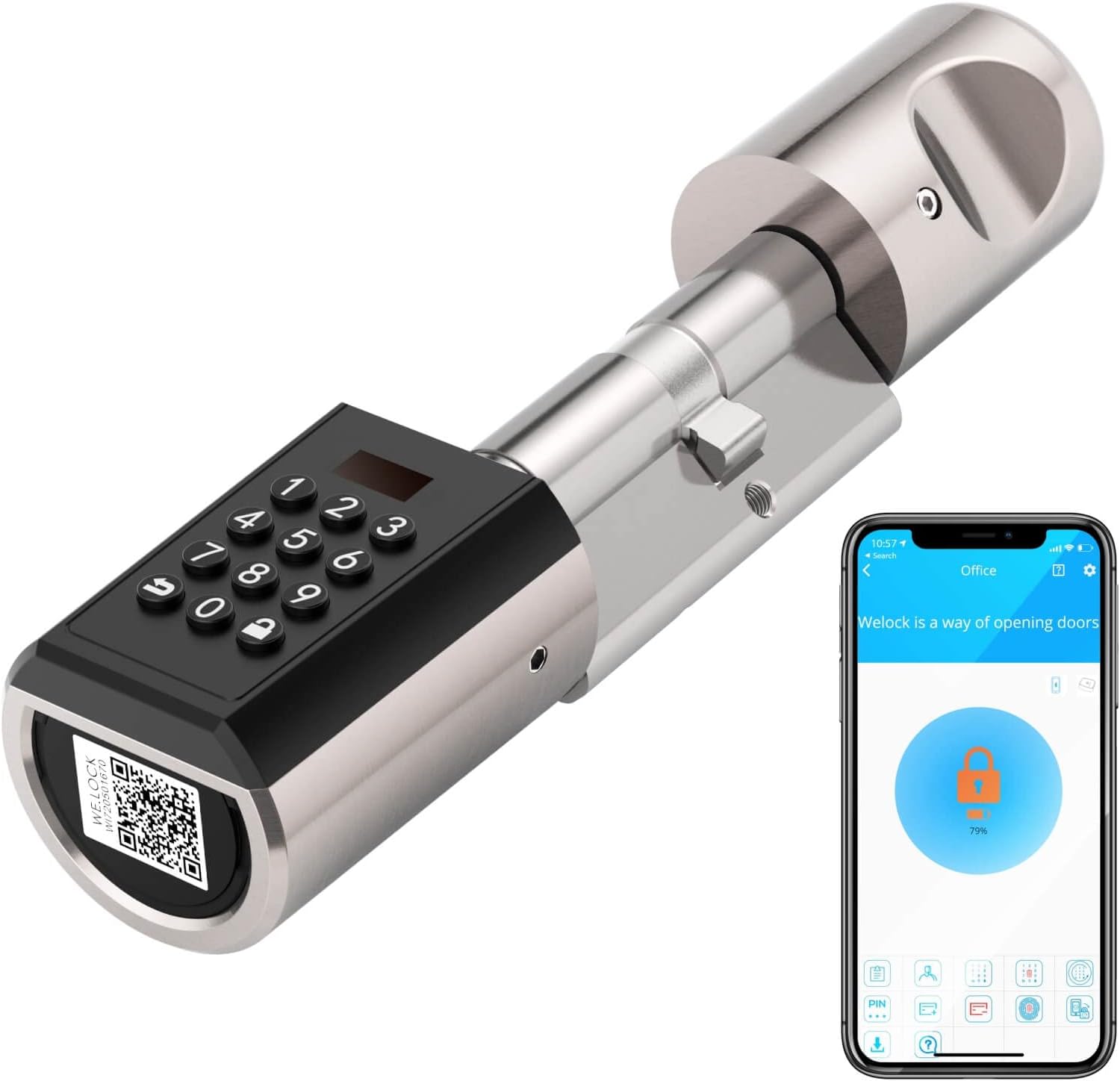 Detalle de WE.LOCK PB Serratura Smart: serratura elettronica per porta blindata con password, Bluetooth e controllo via app