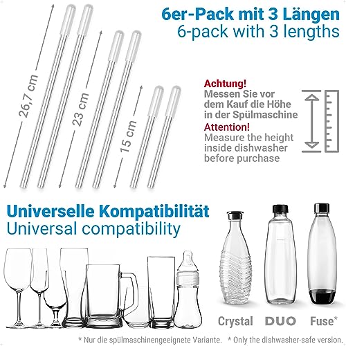 Detalle 2 de ecooe 6er-Set Spülmaschineneinsatz für SodaStream Flaschen – 3 Längen, V2A Edelstahl