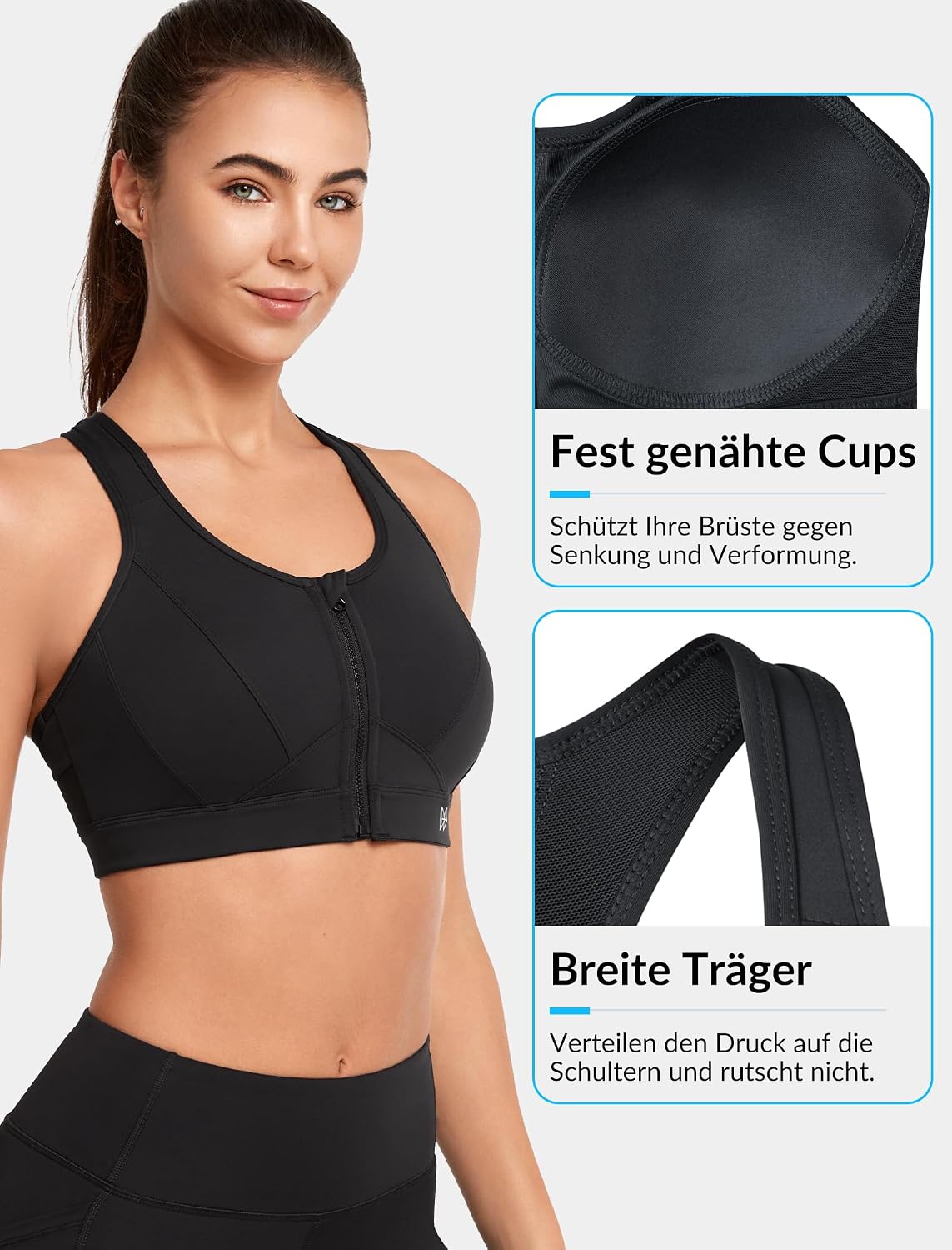 Detalle 2 de Yvette Sport BH Starker Halt Vorderverschluss 🏃♀