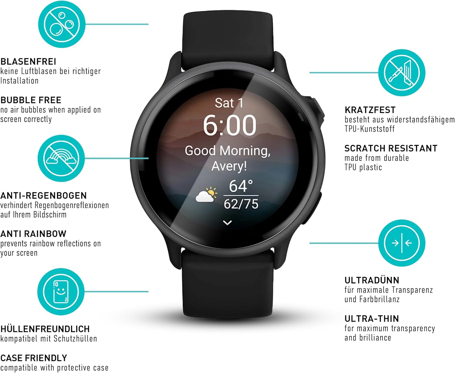 Thumbnail 4 de SmarTect 3Pack_TPU_Garmin_Vivoactive_6 TPU Screen Protectors for Garmin Vivoactive 6