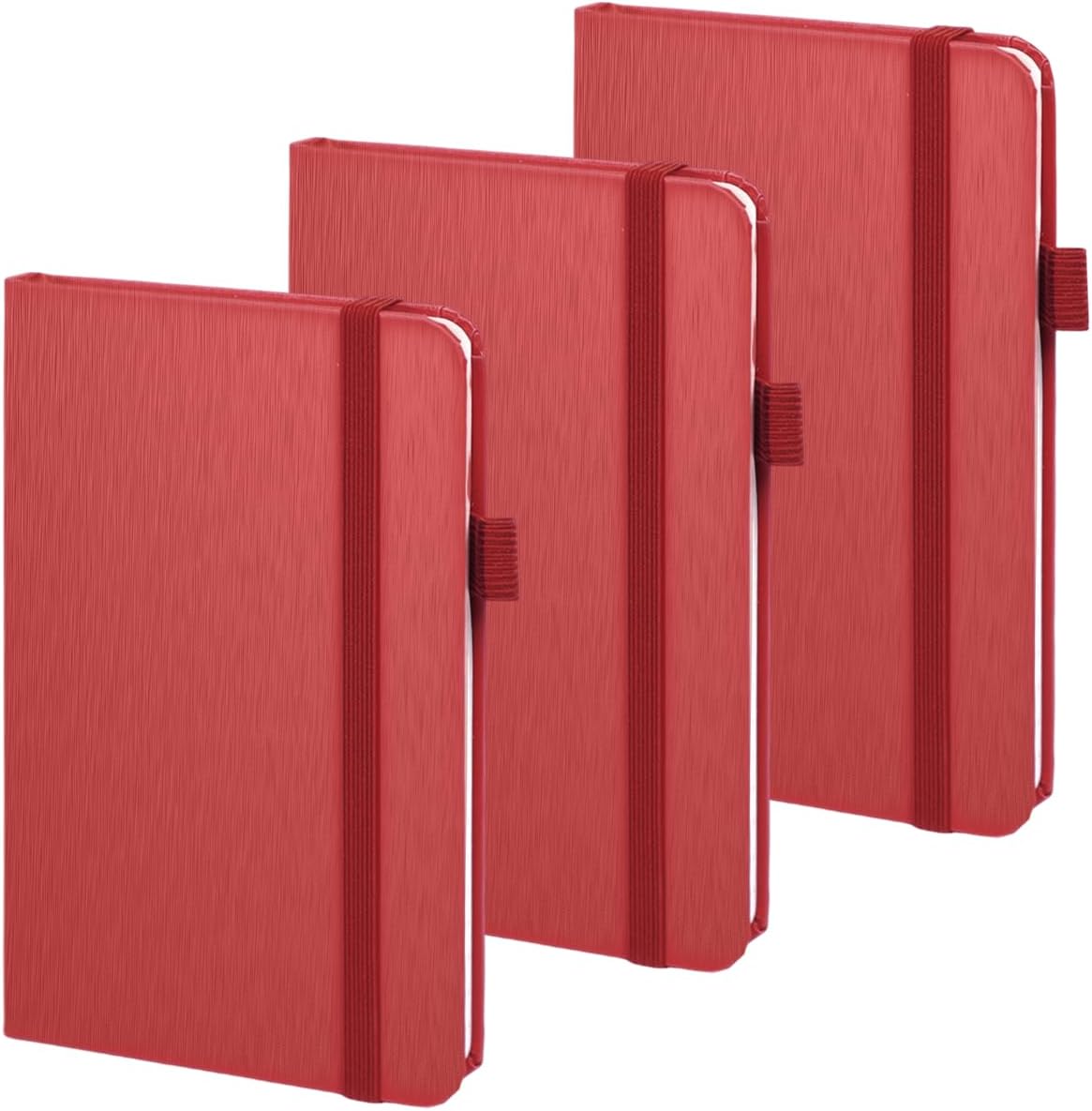 ONAVIA A6 Taschen-Notizbuch 3er Pack – kompakte Hardcover-Notizbücher in Rot (3,5 x 5,7 Zoll)