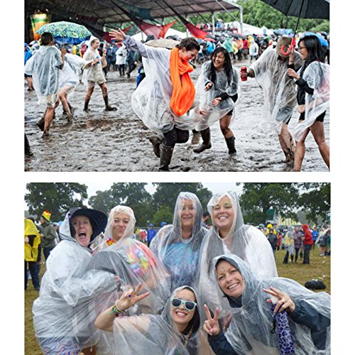 Thumbnail 6 de Opret 20 Stück Durchsichtig Regenponcho – Wasserdicht, leicht, mit Kapuze und Elastikbündchen