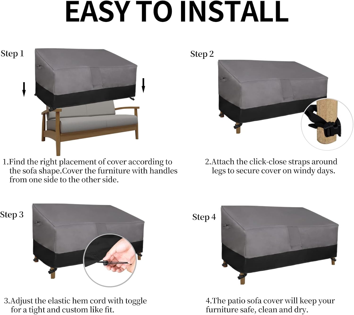 Thumbnail 6 de Easy-Going Outdoor Loveseat Cover, 54 x 38 x 35 in, Waterproof 600D Oxford Fabric