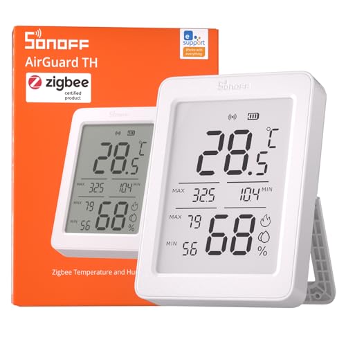 Detalle de SONOFF SNZB-02DR2 AirGuard TH: sensore Zigbee per temperatura e umidità con display LCD da 3,6