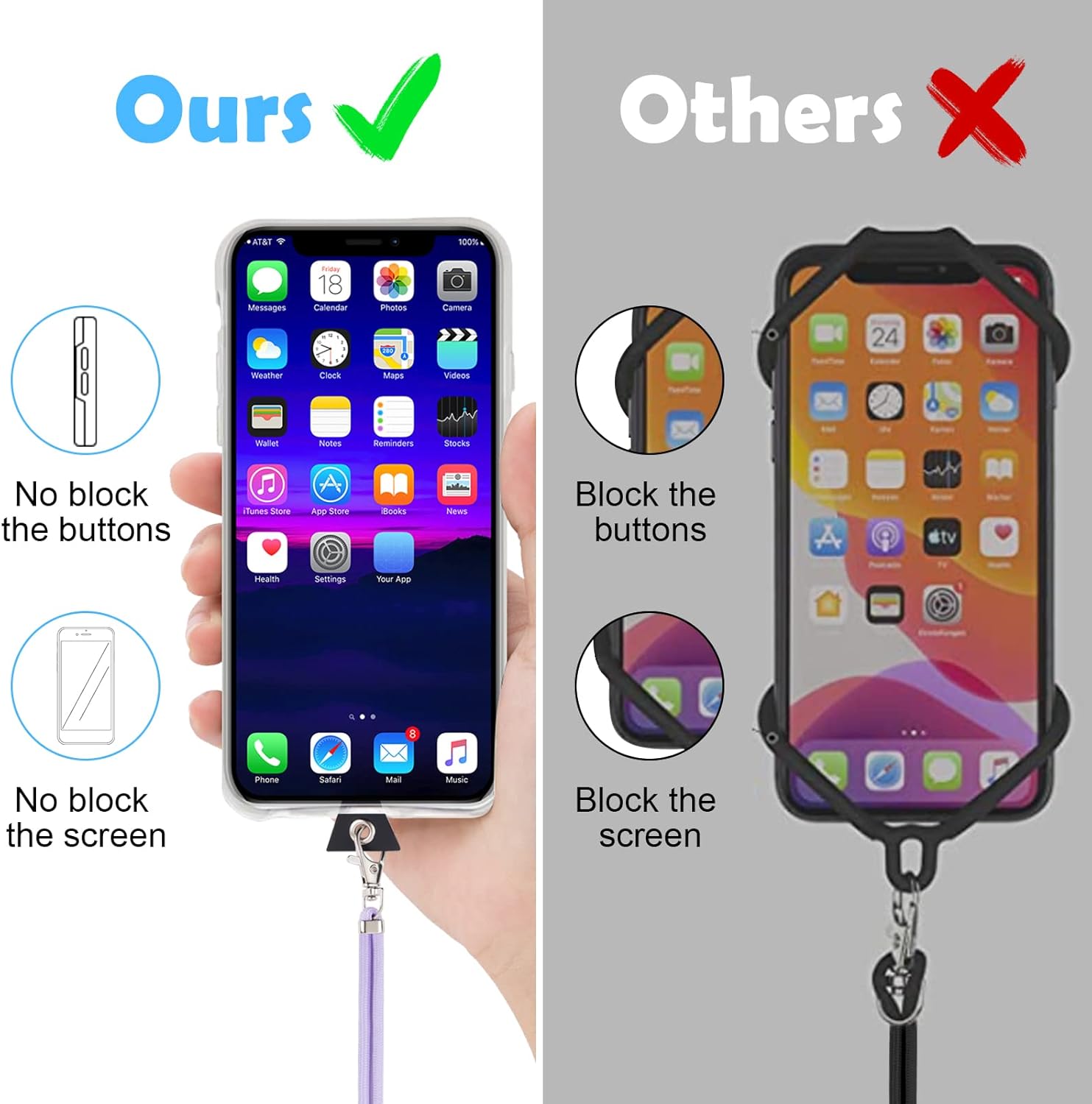 Thumbnail 3 de Vicloon Cordino per cellulare regolabile con tracolla, 2 pezzi: pratico e universale per fissare telefono e accessori