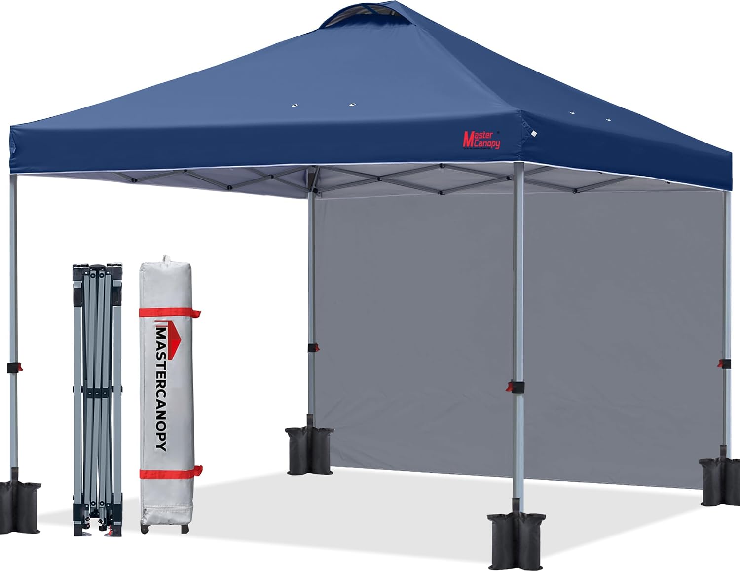 Detalle 2 de MASTERCANOPY Durable EZ Pop-up Gazebo Tent with 1 Sidewall (2.5x2.5M, Black)