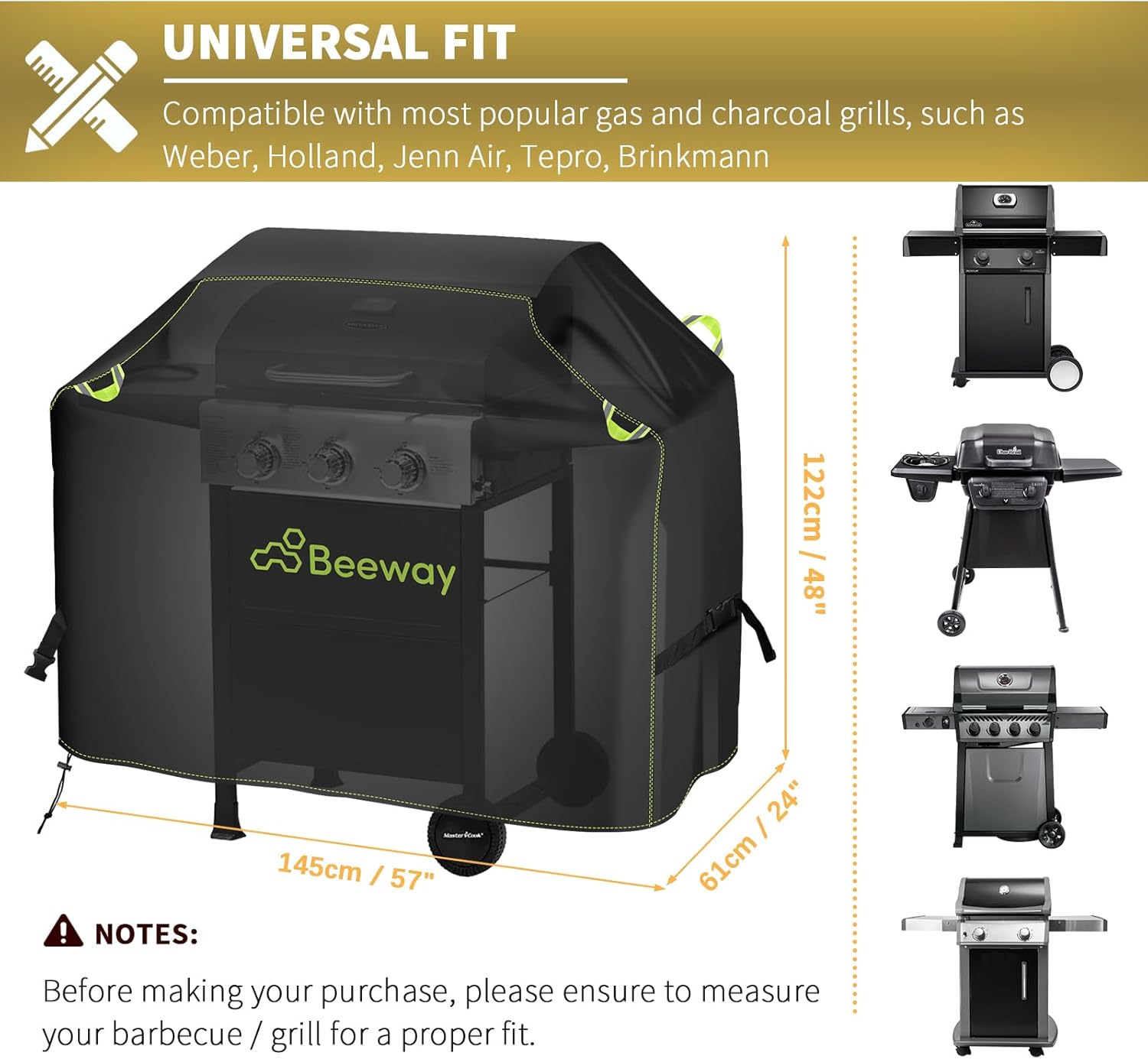 Thumbnail 1 de BEEWAY BBQ Cover 145cm x 61cm x 122cm