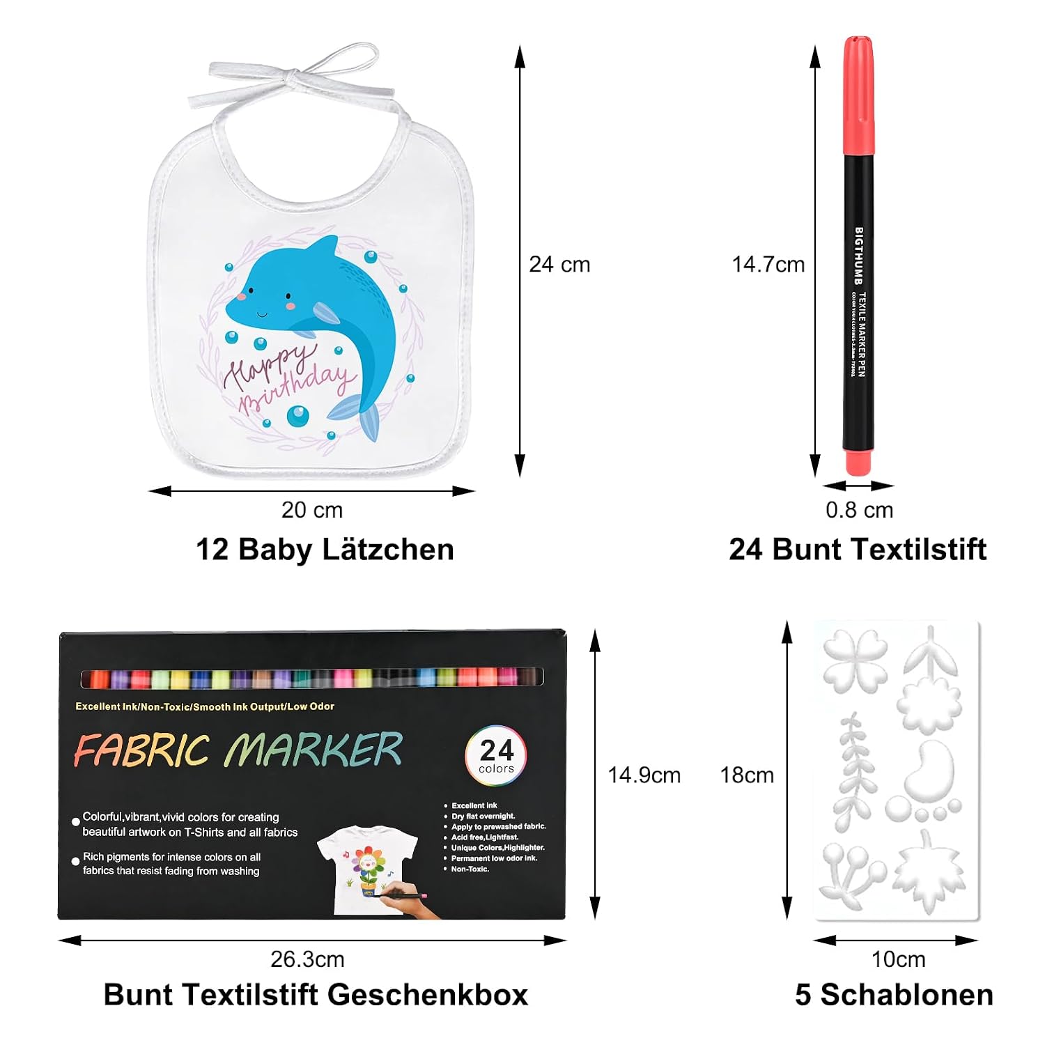 Detalle 2 de Faburo Baby Lätzchen zum Bemalen 12 Stück