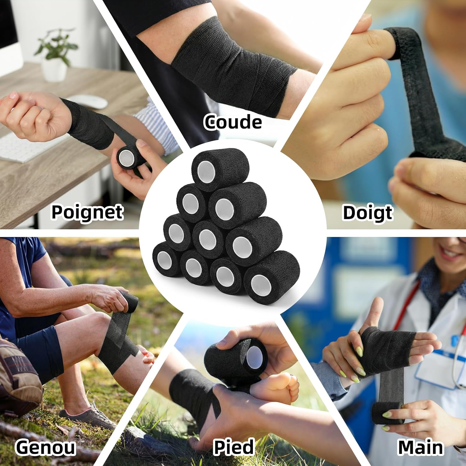 Thumbnail 6 de Bandage Autoadhésif HONYAO – 10 rouleaux 7,5 cm x 4,5 m, adhésif auto-agrippant pour humains et animaux
