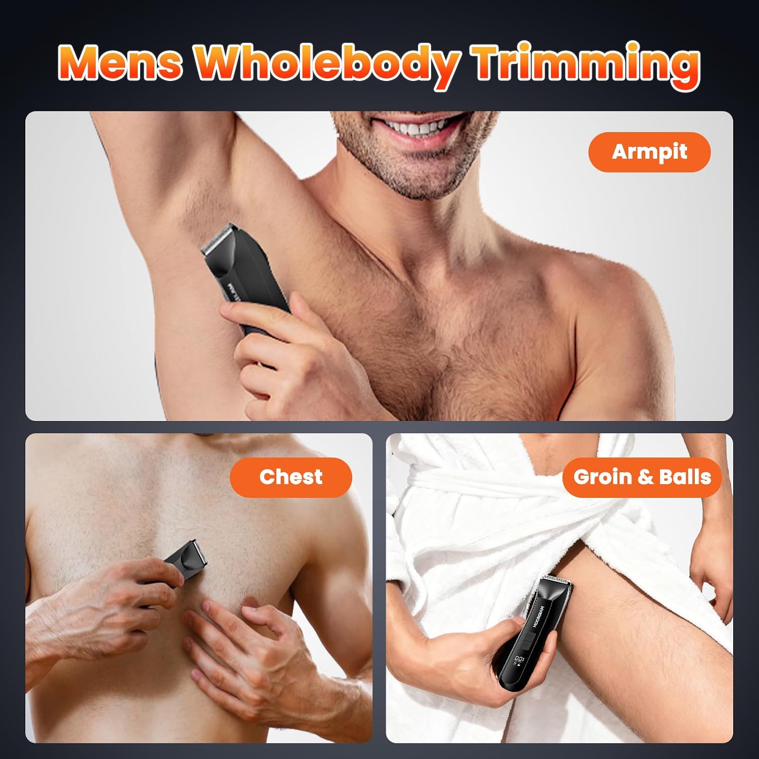 Thumbnail 4 de MAXGROOM M-9087-BK Body & Pubic Hair Trimmer, IPX7 Waterproof with LED