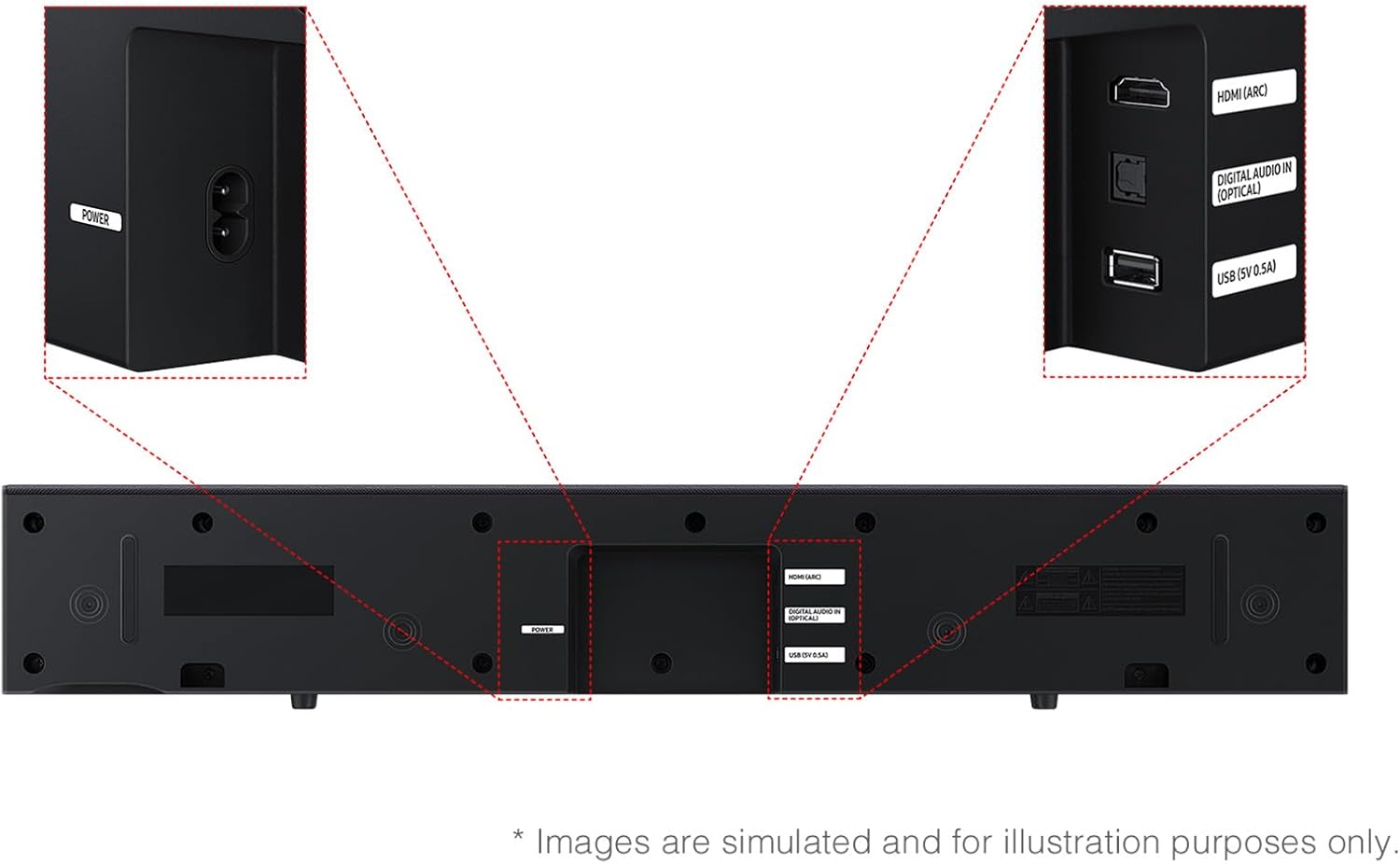 Detalle de Samsung B-Series Soundbar HW B400F (2025) 2.0 with Built-In Subwoofer + Voice Enhance Mode