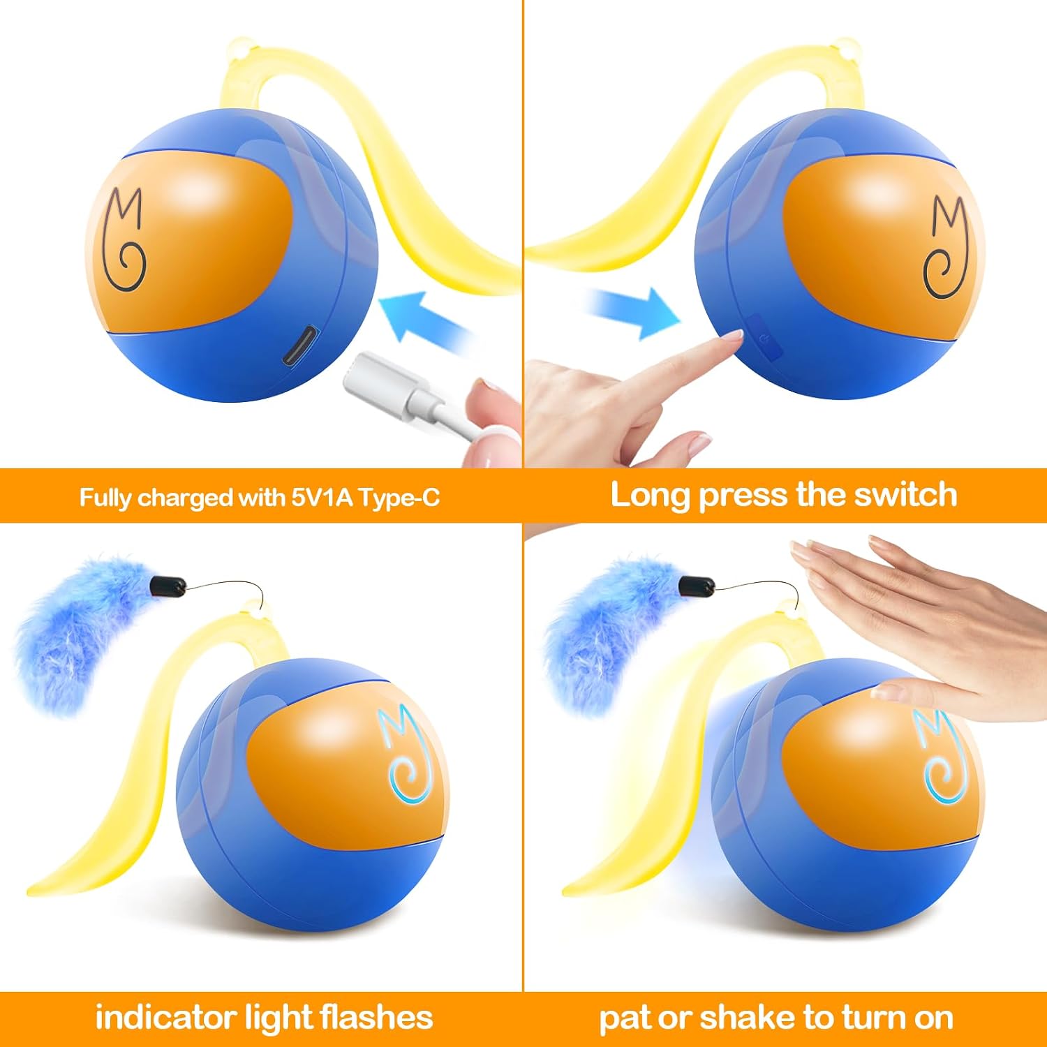 Detalle 2 de Migipaws Interactive Cat Ball Toy Set — automatic random rolling ball in a pouch