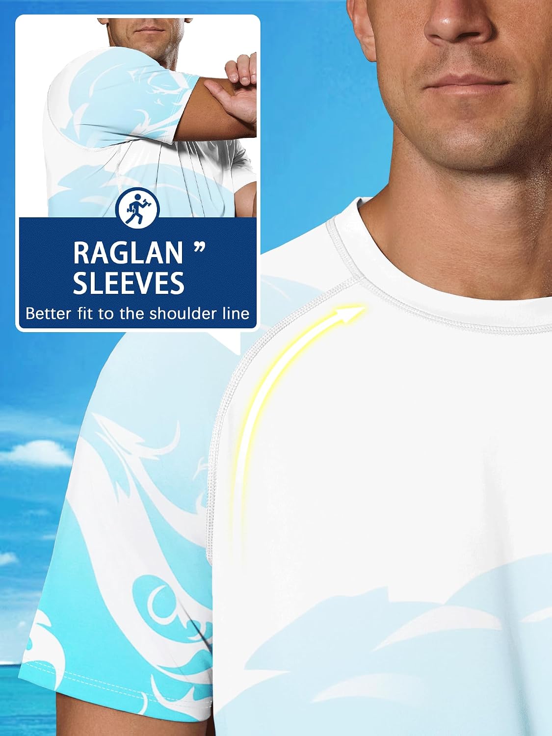 Detalle de Men's UPF 50+ Rash Guard Short Sleeve T-Shirt for Surfing, Swimming & Gym