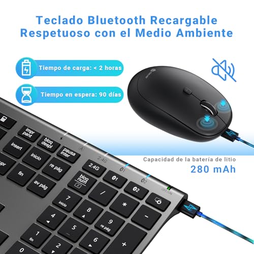 Thumbnail 2 de iClever Teclado y Ratón Inalámbrico DK03-QWERTY 🌐